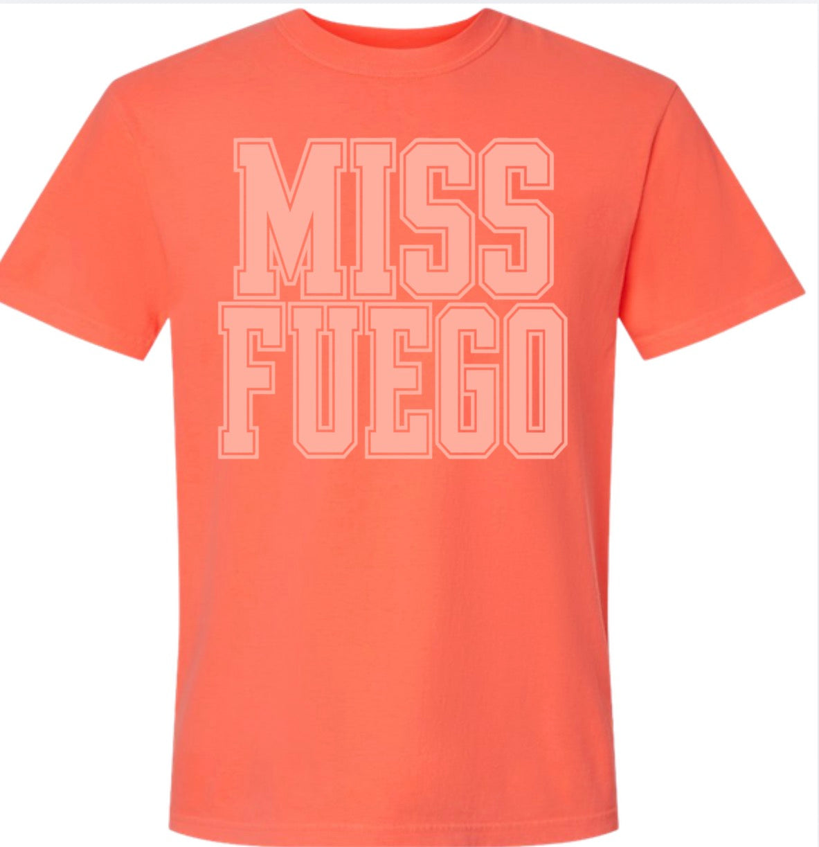Fuego Varsity Comfort Colors Neon Orange  Tshirt