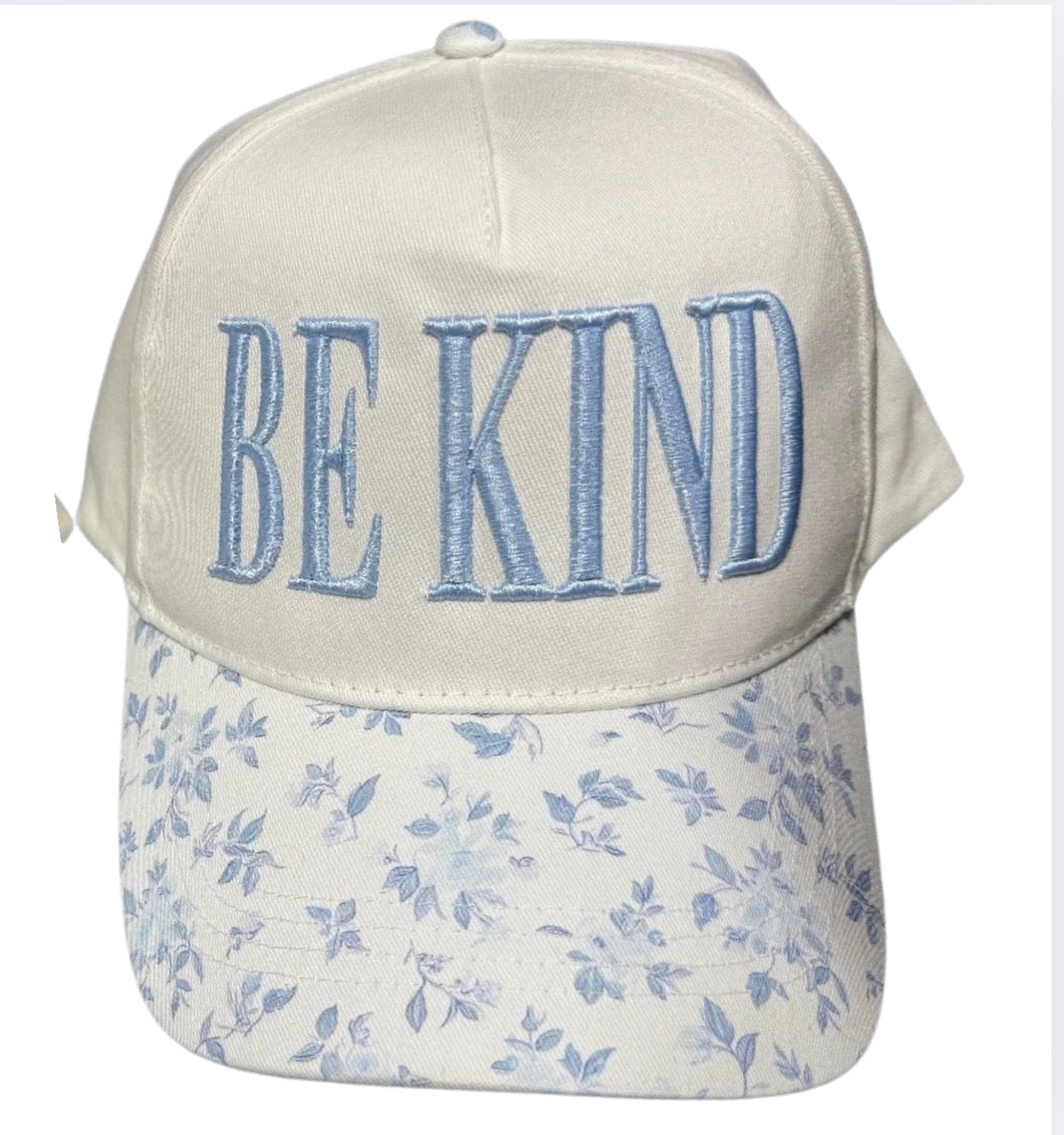 Floral and Cream Be Kind Embroidered Hat