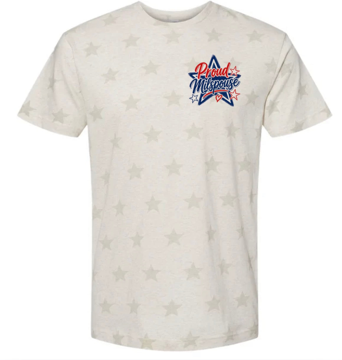 Adult Proud Milspouse Pocket Stars Tshirt
