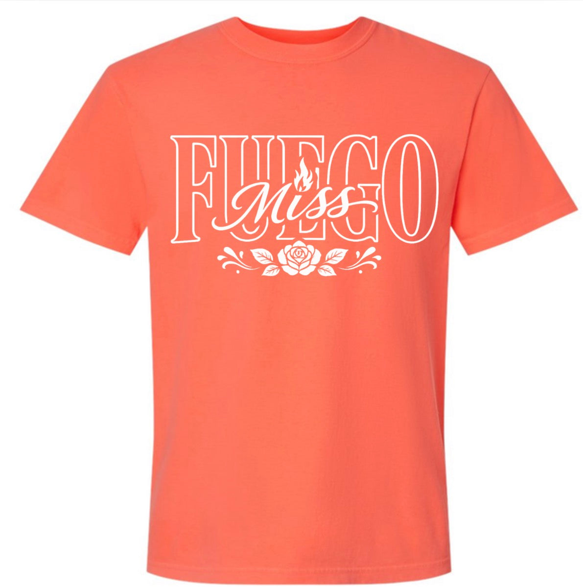 Miss Fuego Rosette Neon Orange Tshirt