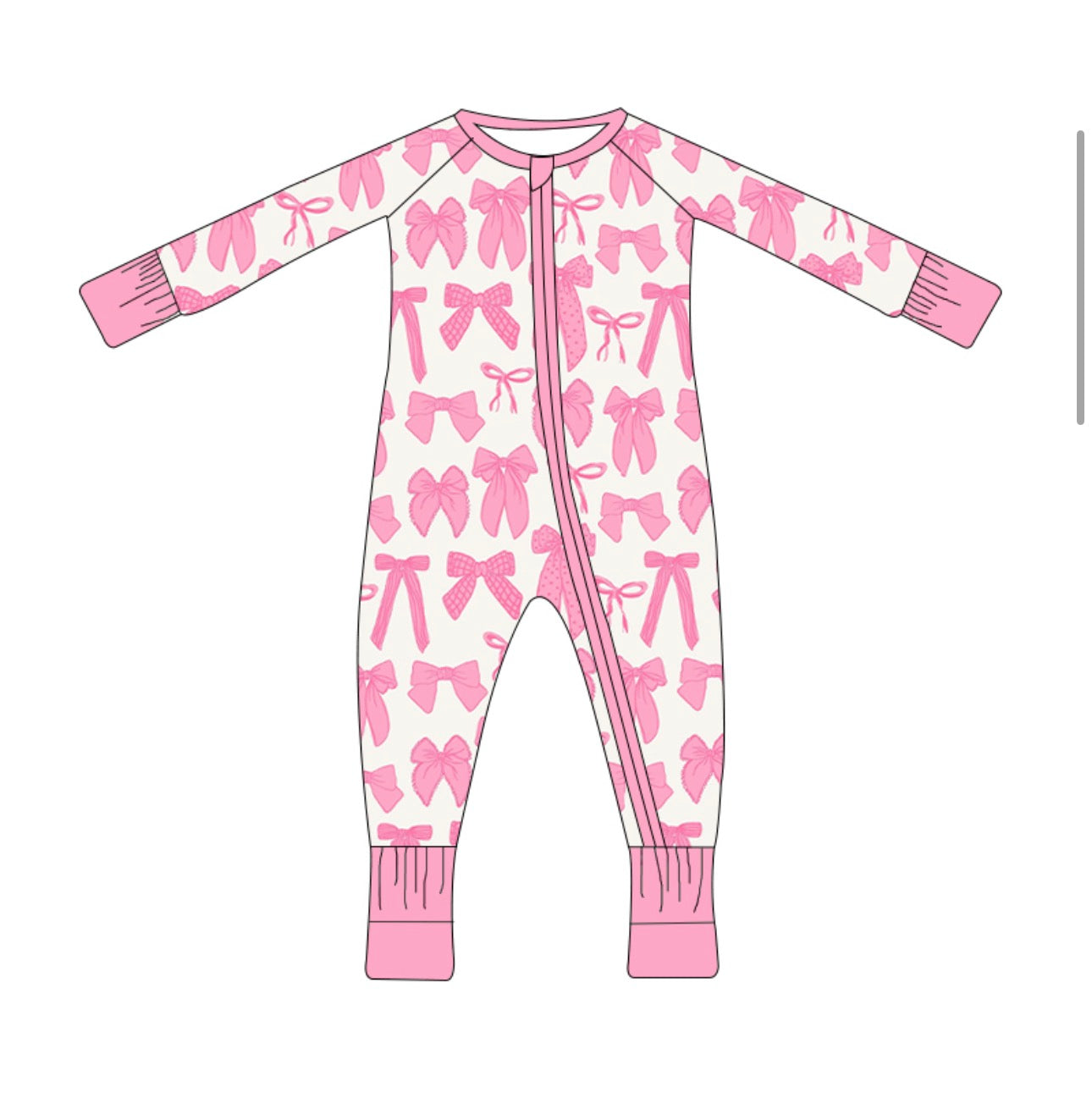 Kids Pockets of Hope Light Pink Bows Zip Up Onesie