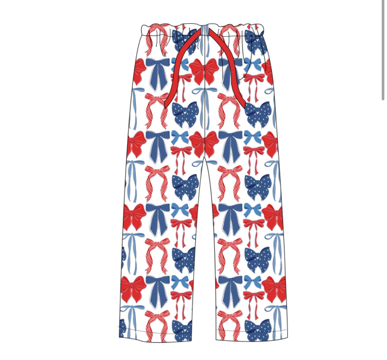 PRE-ORDER (Ships end of June) Adult Patriotic Bow PJ Pant