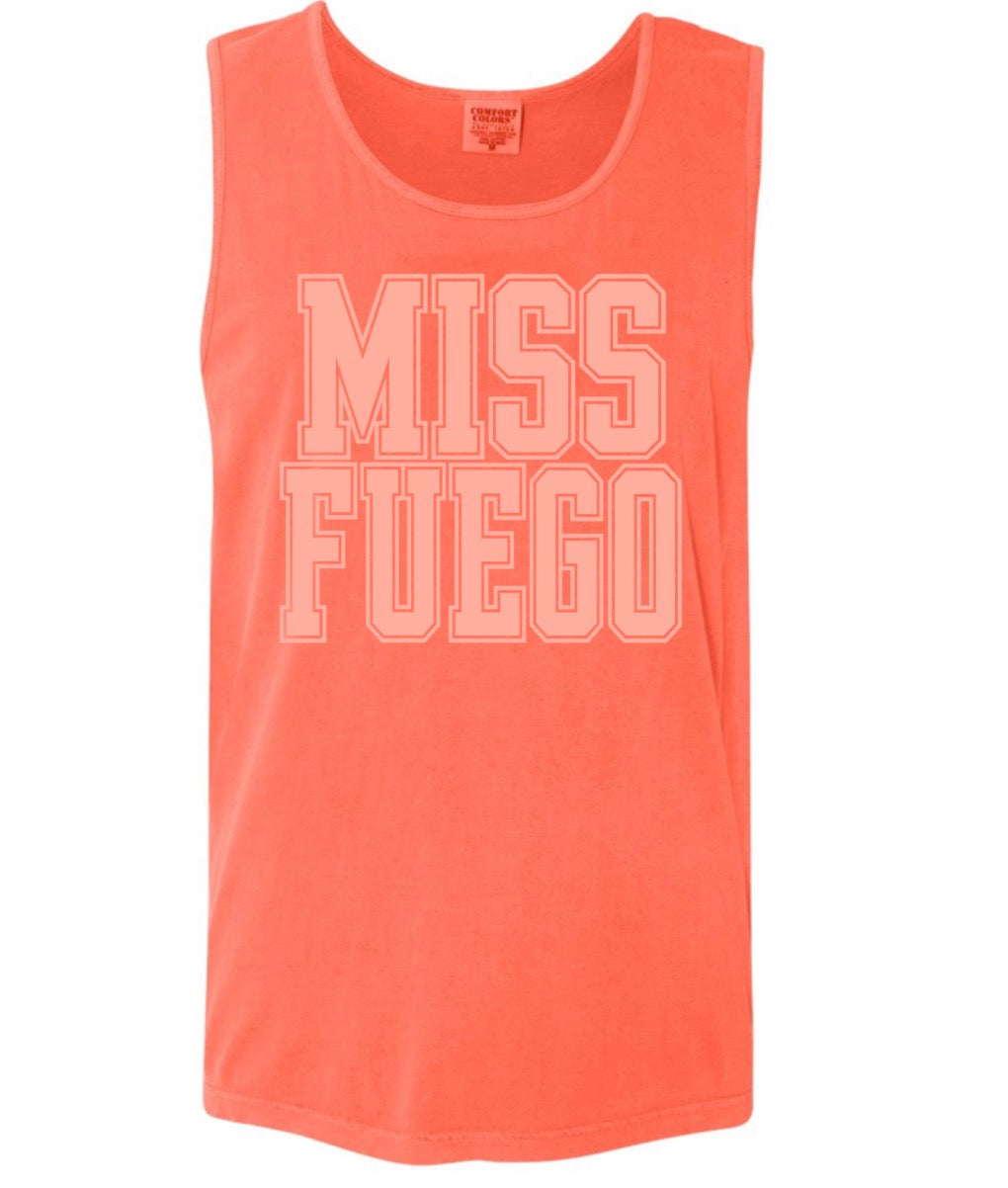 Fuego Varsity Comfort Colors Neon Orange Tank