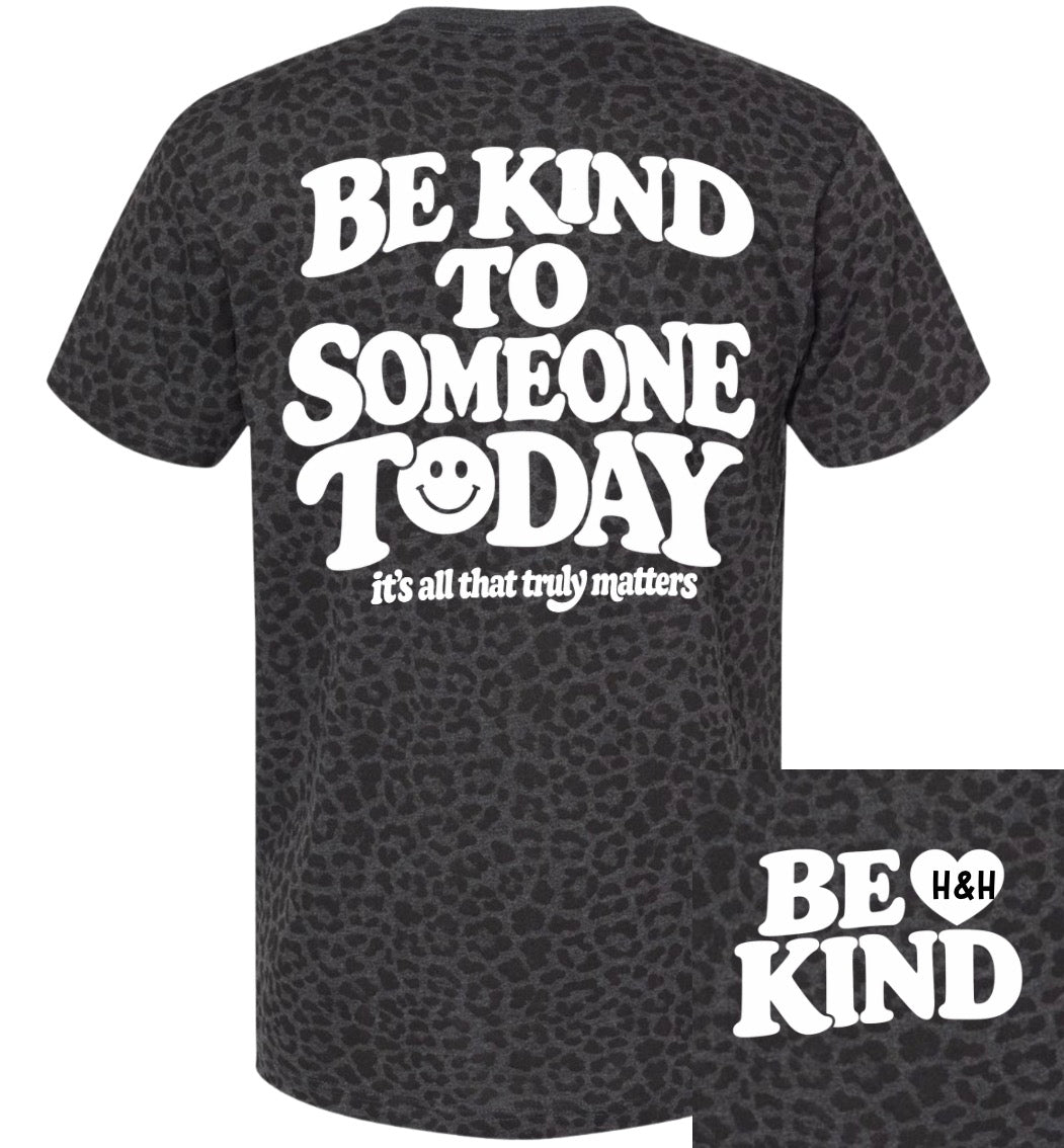 Adult Be Kind Today Black Leopard LAT TShirt