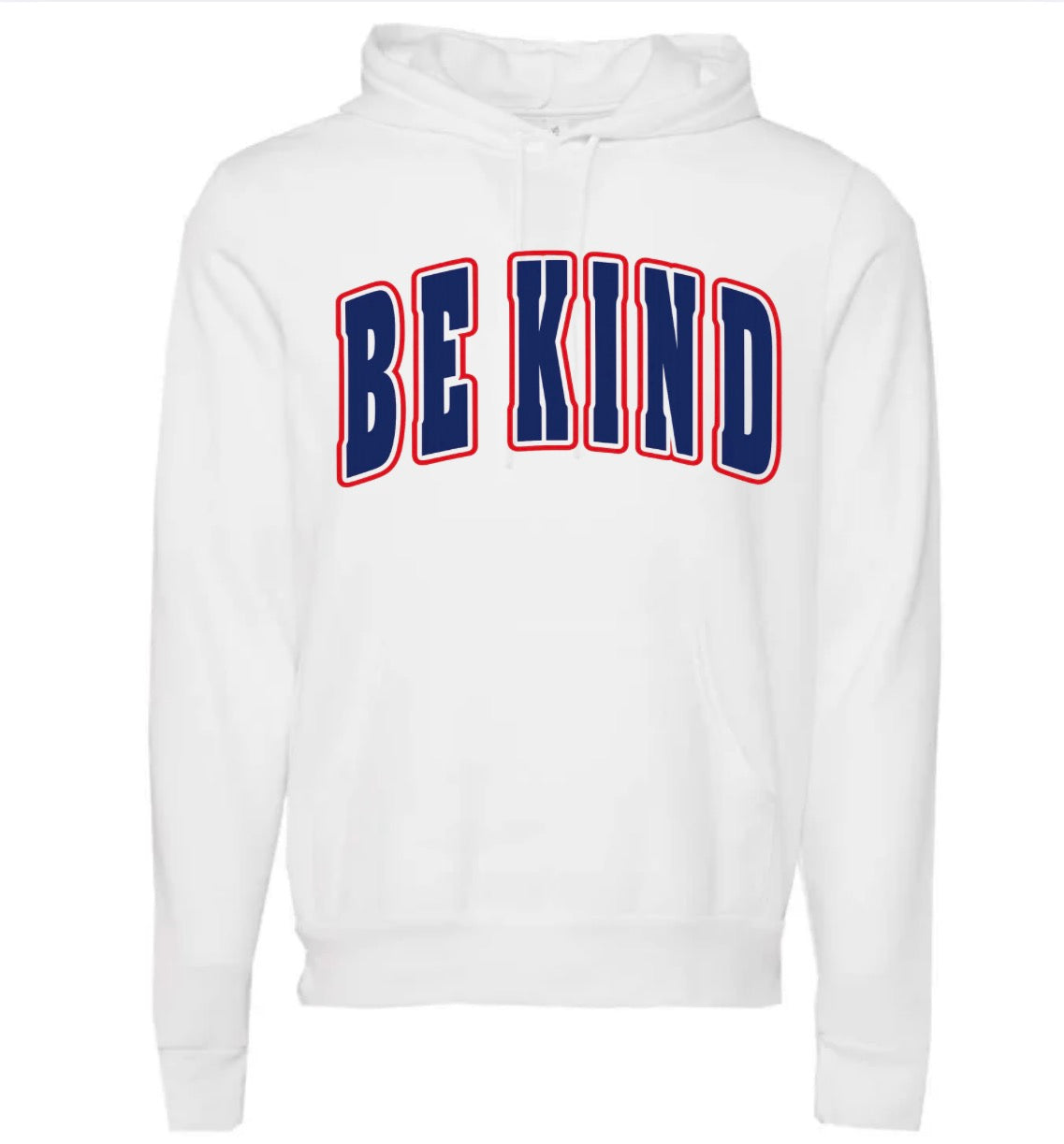 Adult Red and Blue Puff Be Kind White Bella Canvas  Hoodie