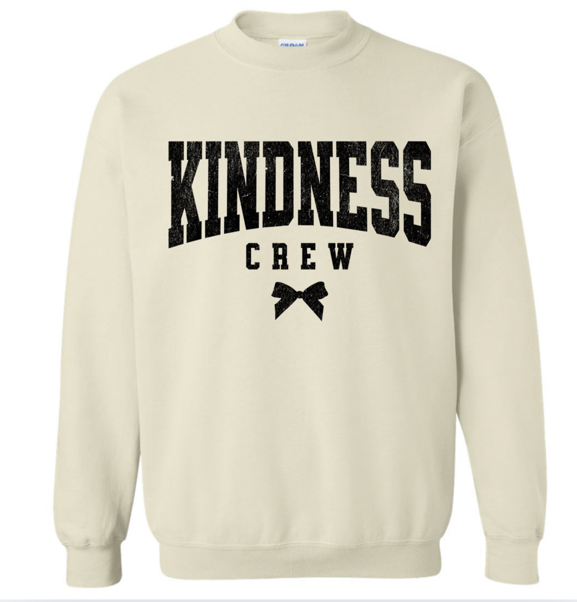 Adult Kindness Crew Bow Tan Gildan Crewneck