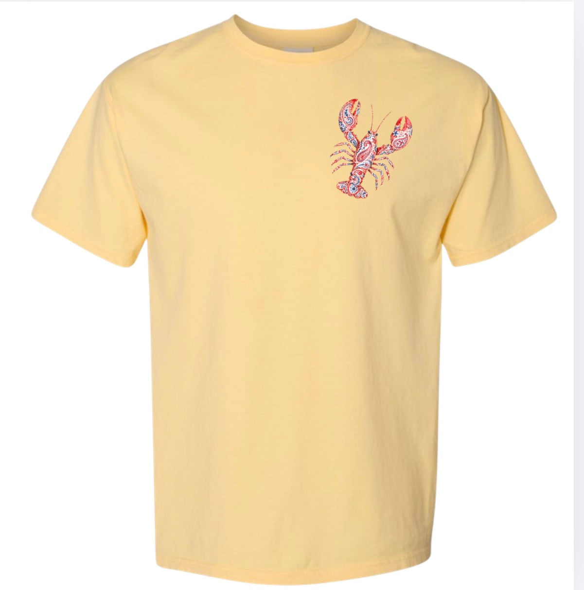 Adult Patriotic Lobster Yellow Comfort Wash TShirt