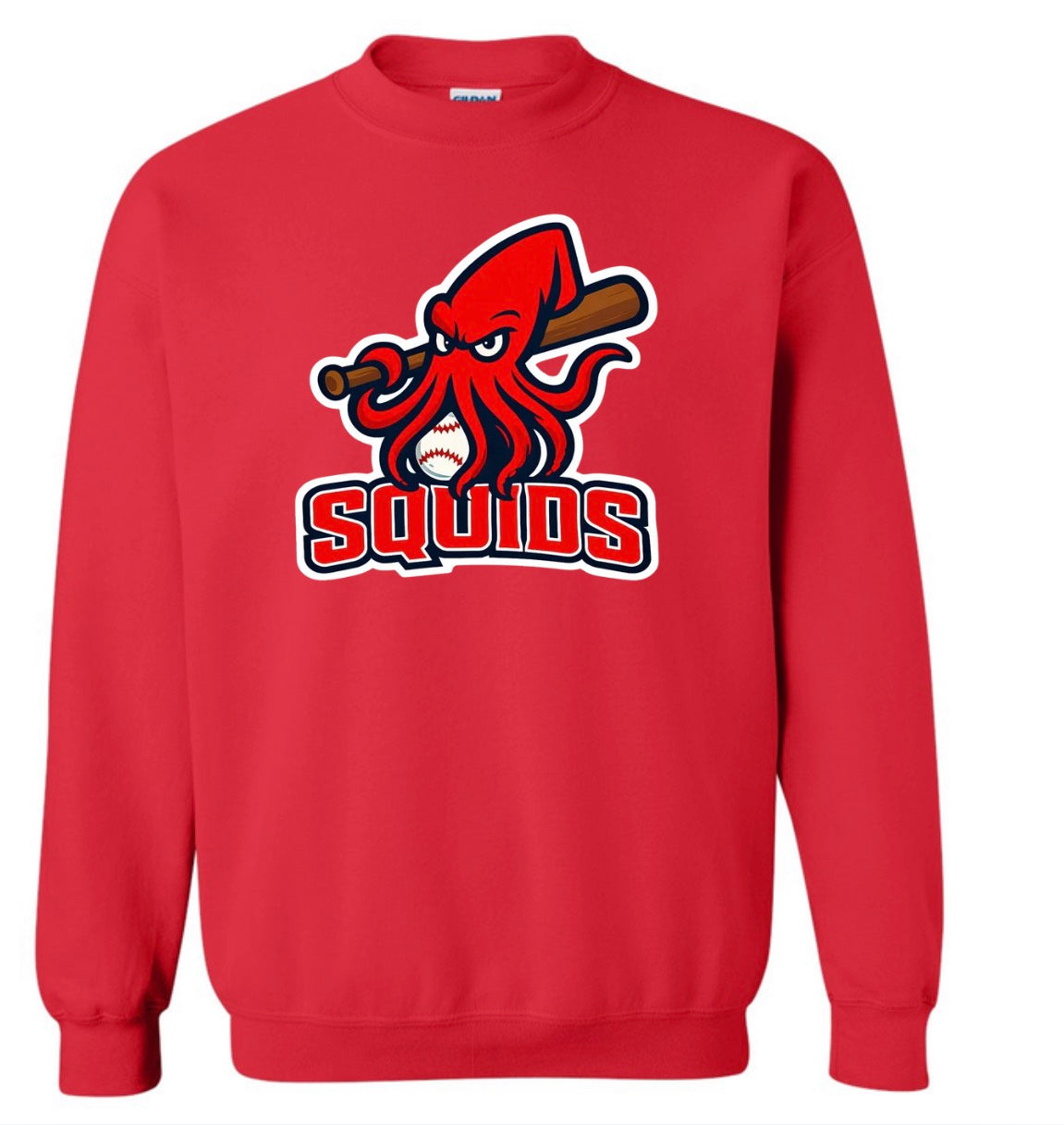 Squids Red Gildan Crewneck