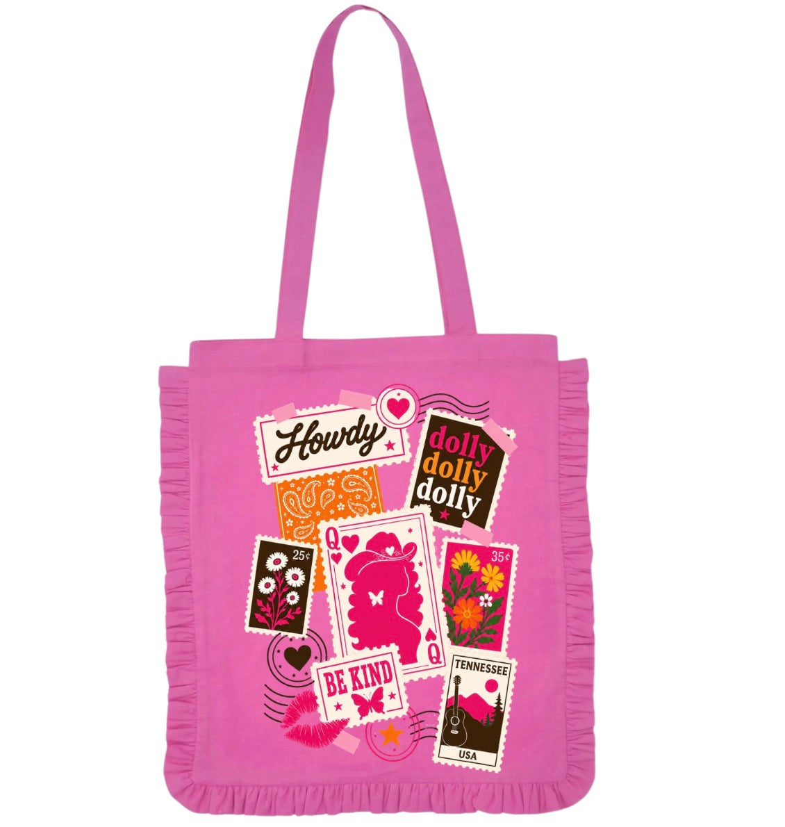 Be Kind Stamp Collage Ruffle Tote