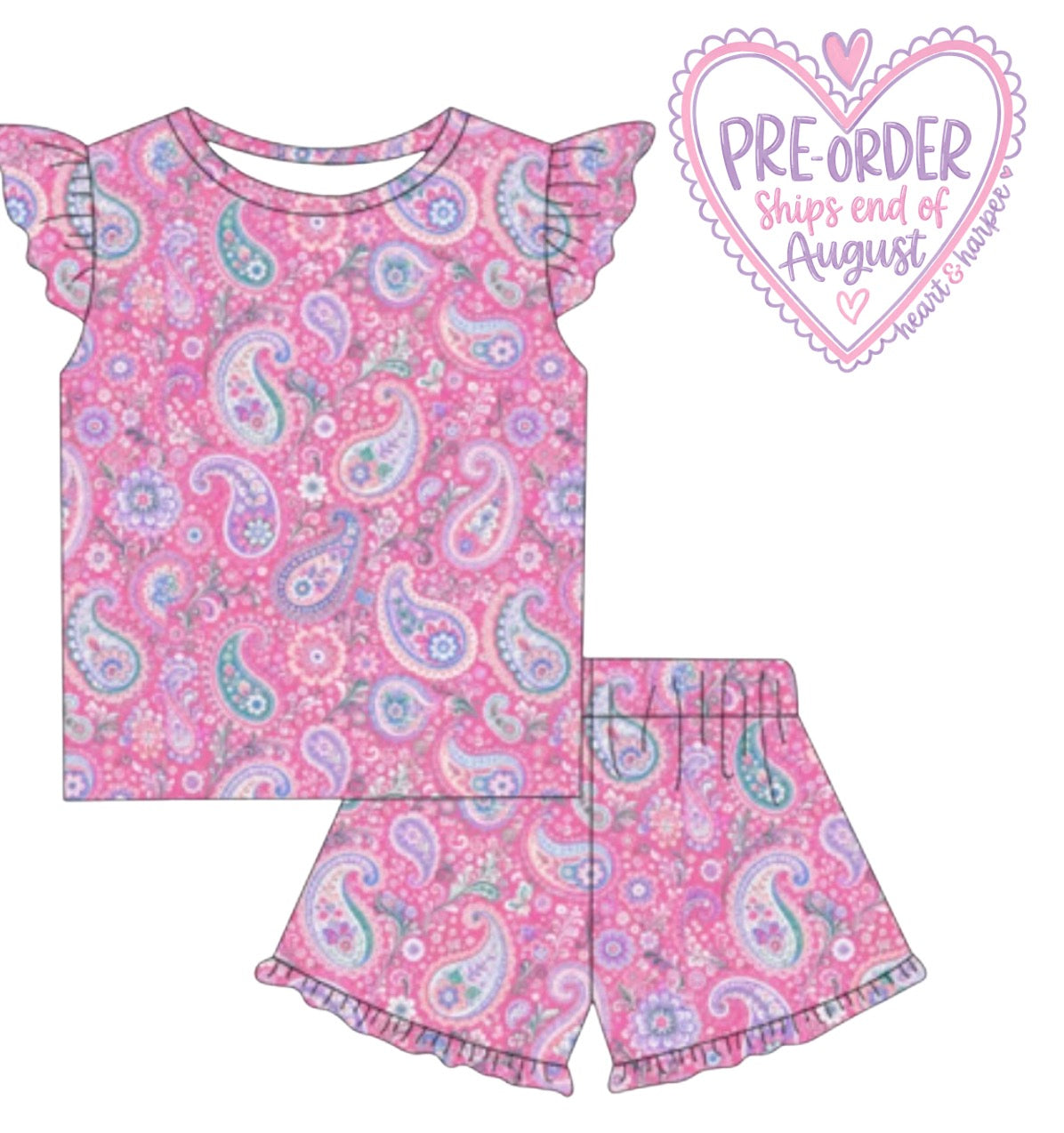 Kids Ruffle Shorts Paisley PJS (PRE-ORDER)