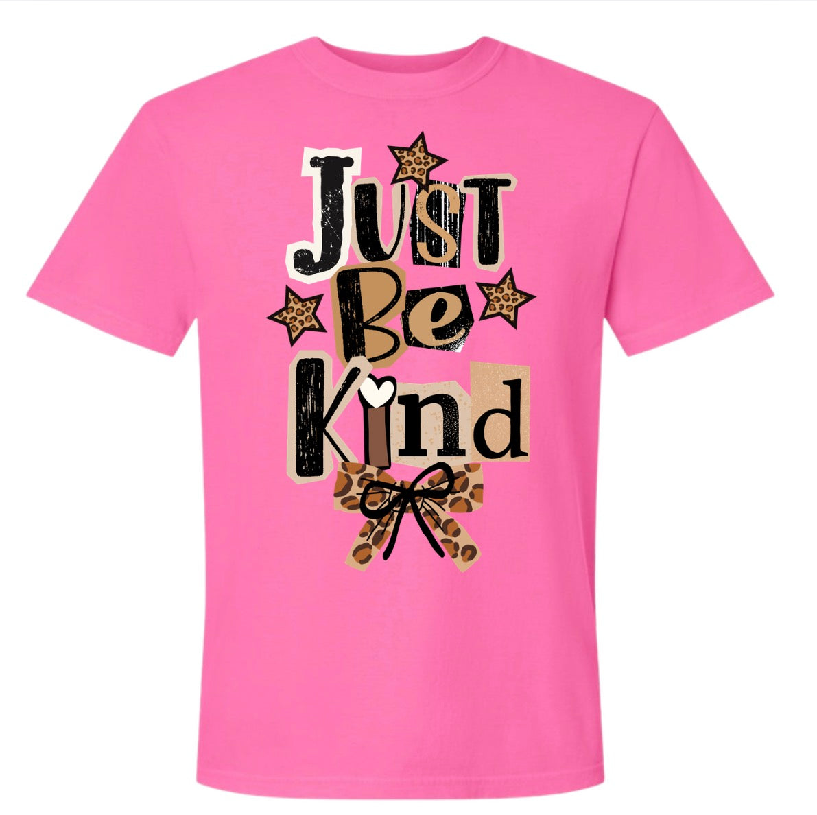 Kids  Be Kind Funky Leopard Neon Pink Comfort Colors