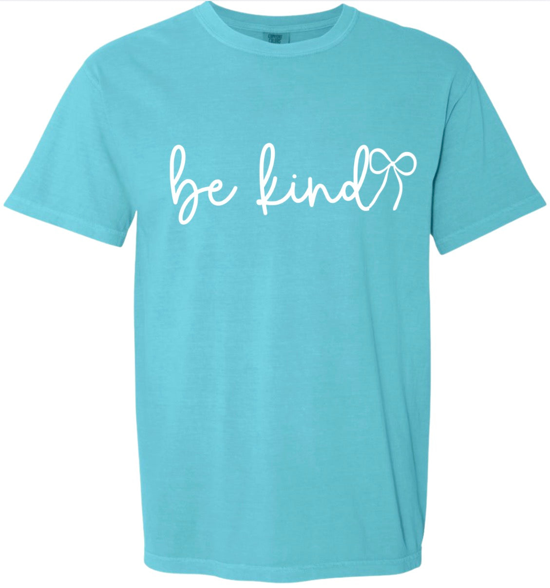 Adult Be Kind Bow Teal Comfort Colors TShirt
