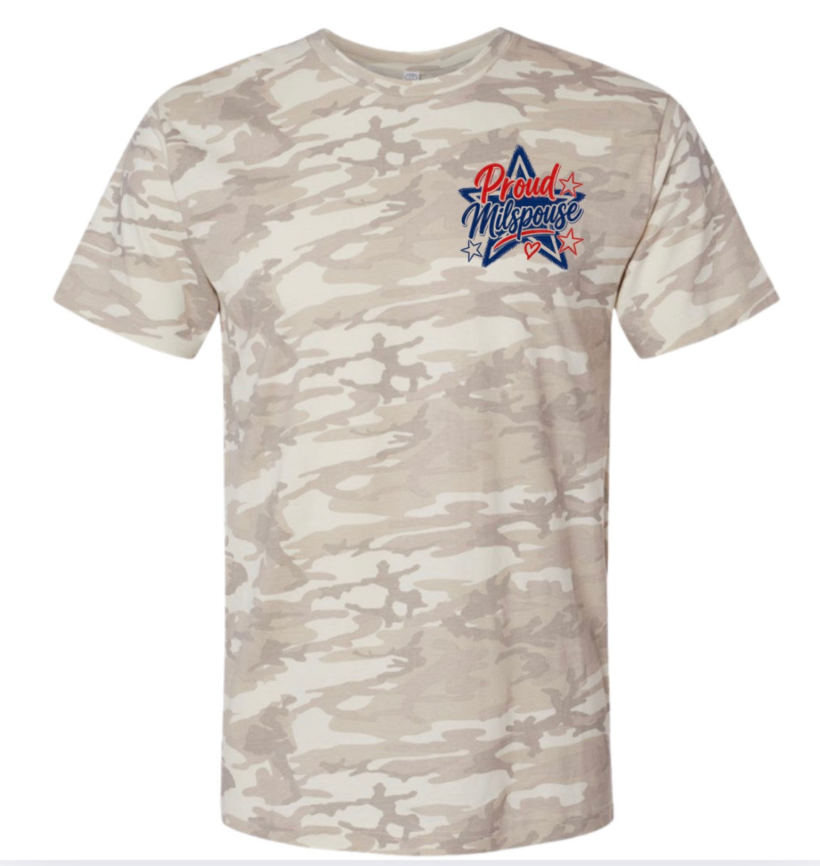 Adult Proud Milspouse Pocket Camo  Tshirt