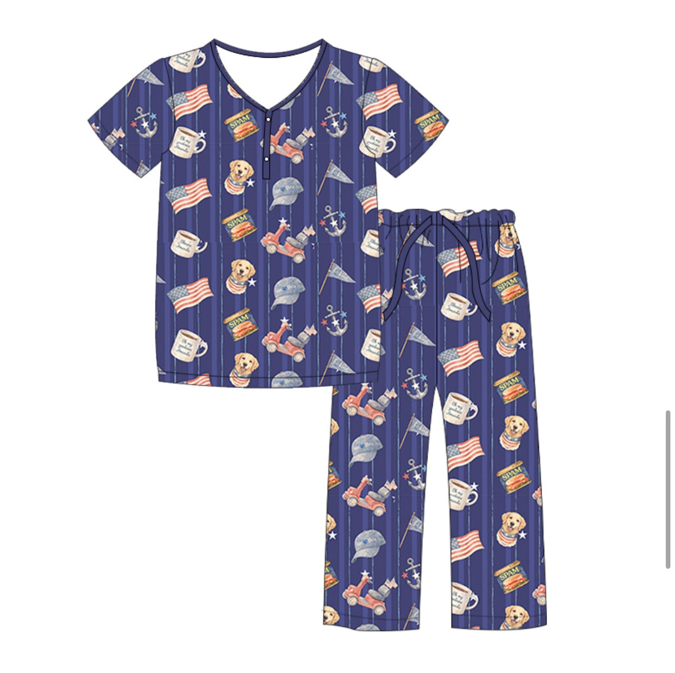 PRE-ORDER (Ships July) Adult Patriotic Kenny Vneck Pants Set