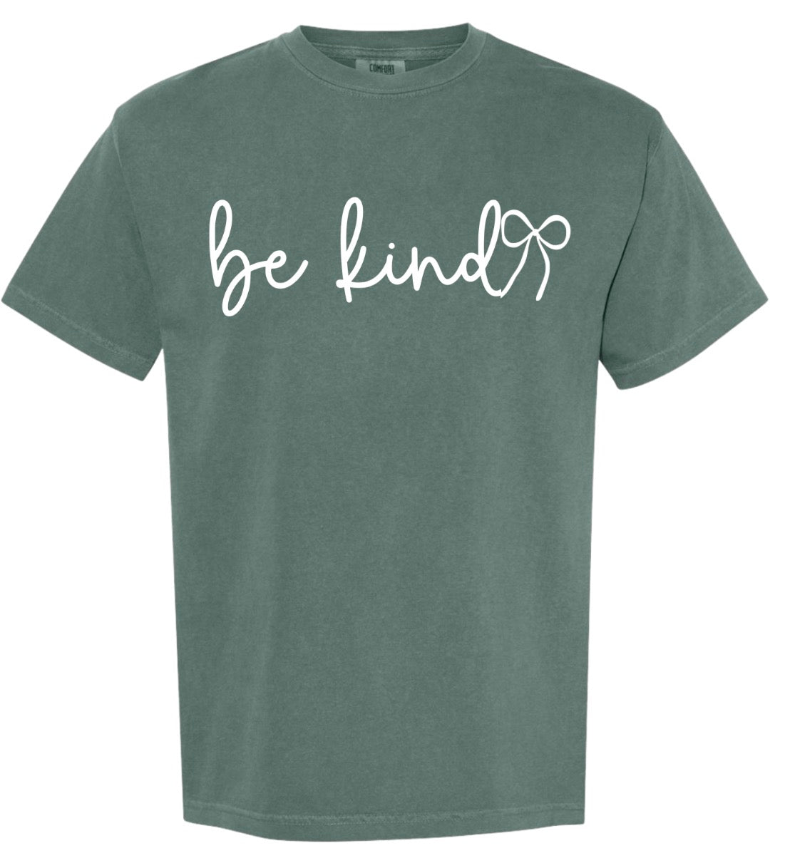 Adult Be Kind Bow Green Comfort Colors TShirt