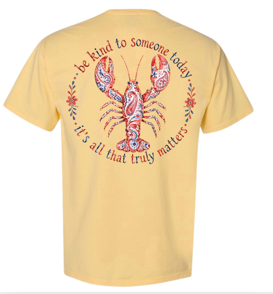Adult Patriotic Lobster Yellow Comfort Wash TShirt