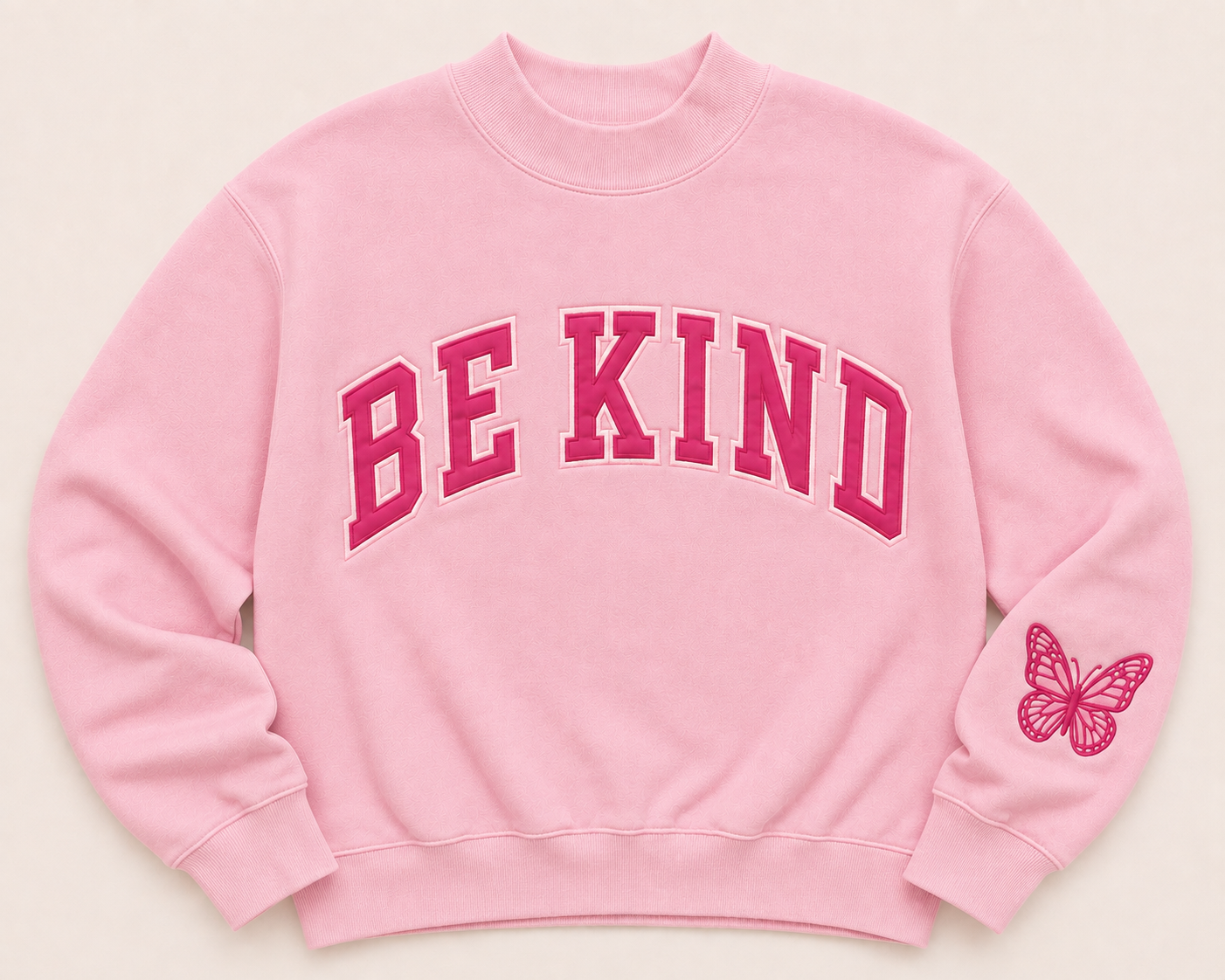 Adult Be Kind Butterfly Pink Mockneck