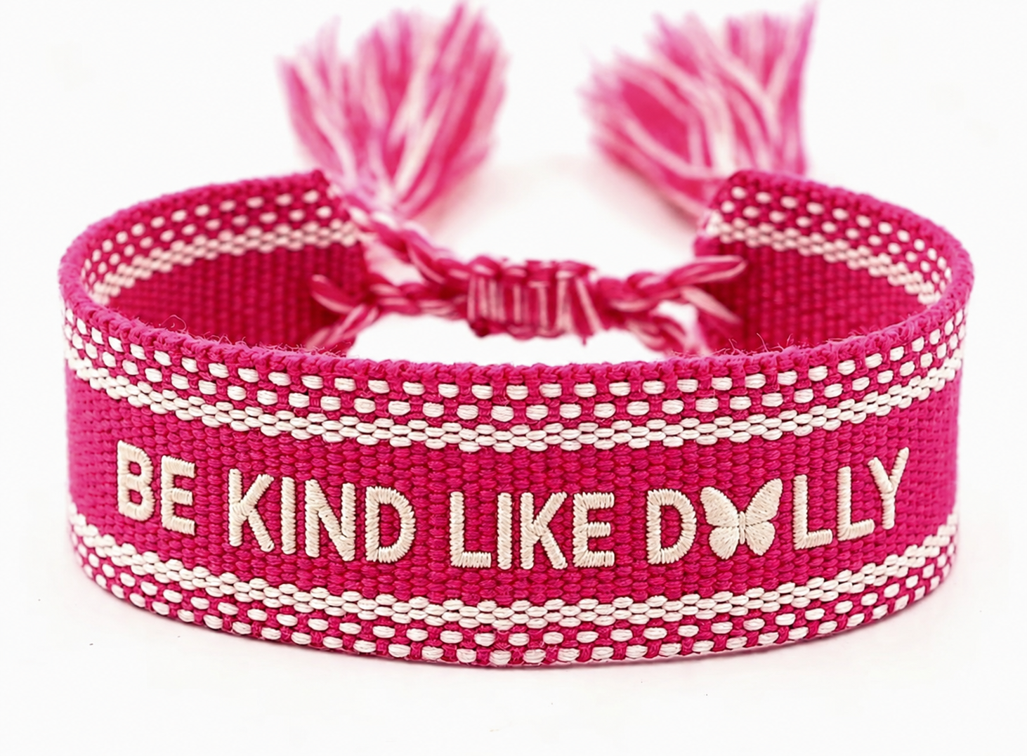 Be Kind Like Dolly Pink Embroidered Bracelet