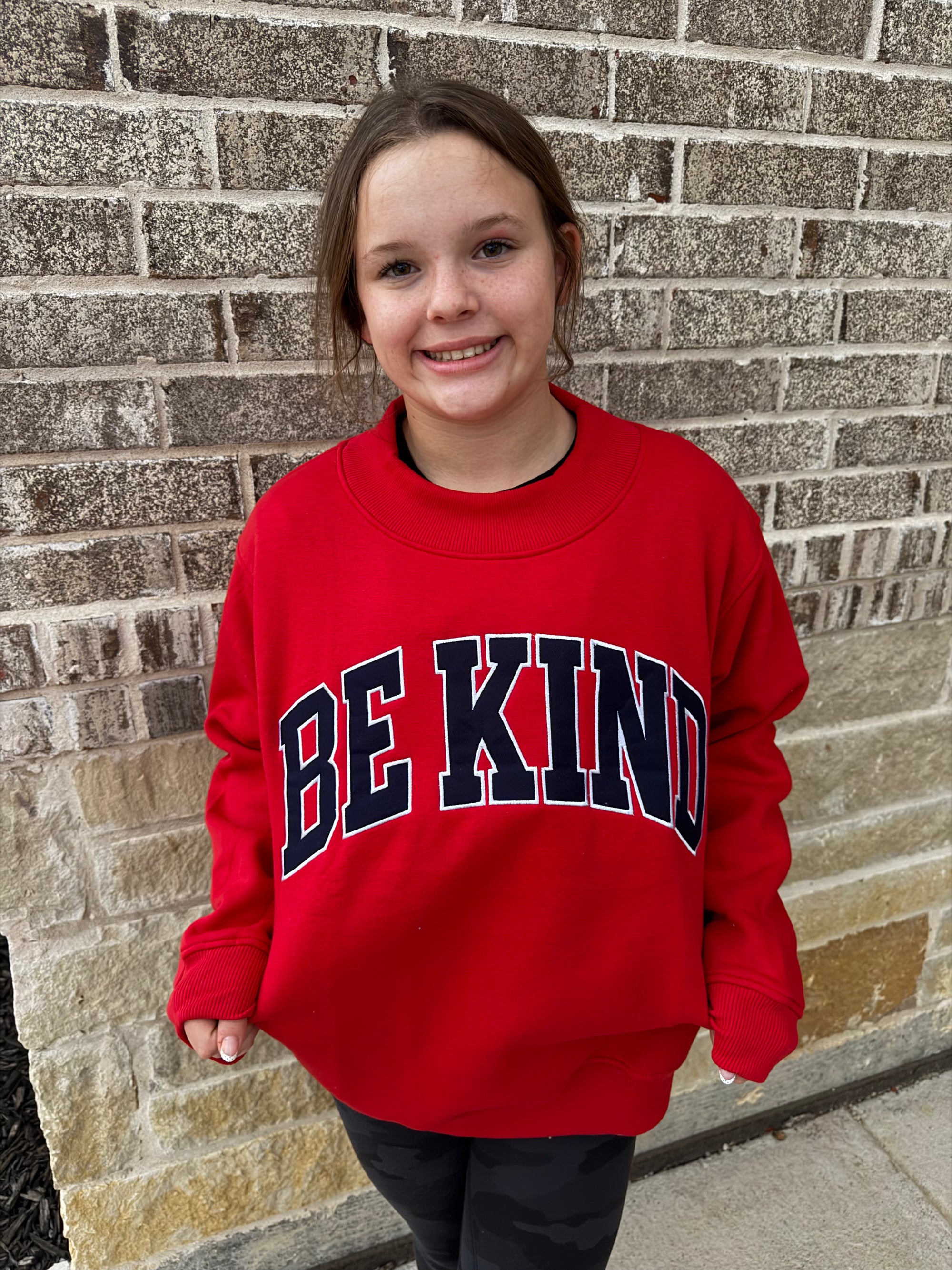 Adult Red and Navy Be Kind Mockneck (Ships 10/30)