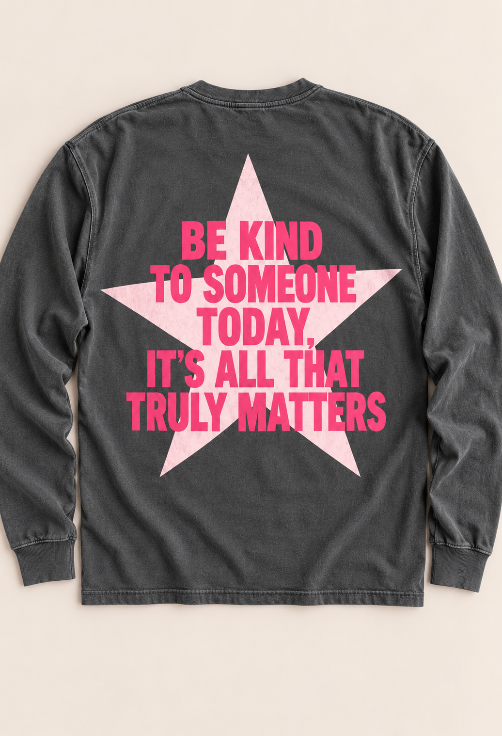 Adult Be Kind Today Star Charcoal Gray Long Sleeve CC Tshirt