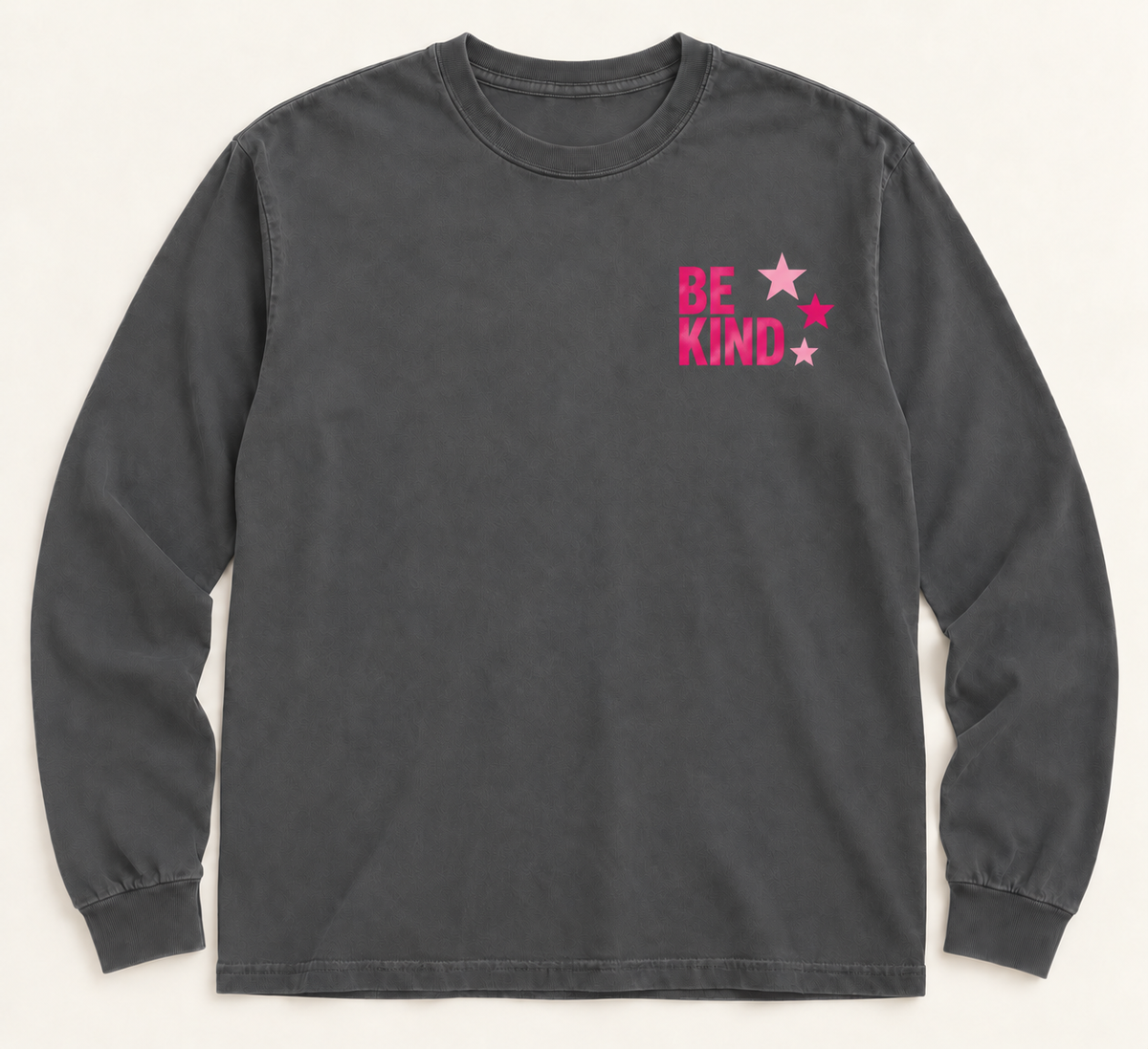 Adult Be Kind Today Star Charcoal Gray Long Sleeve CC Tshirt