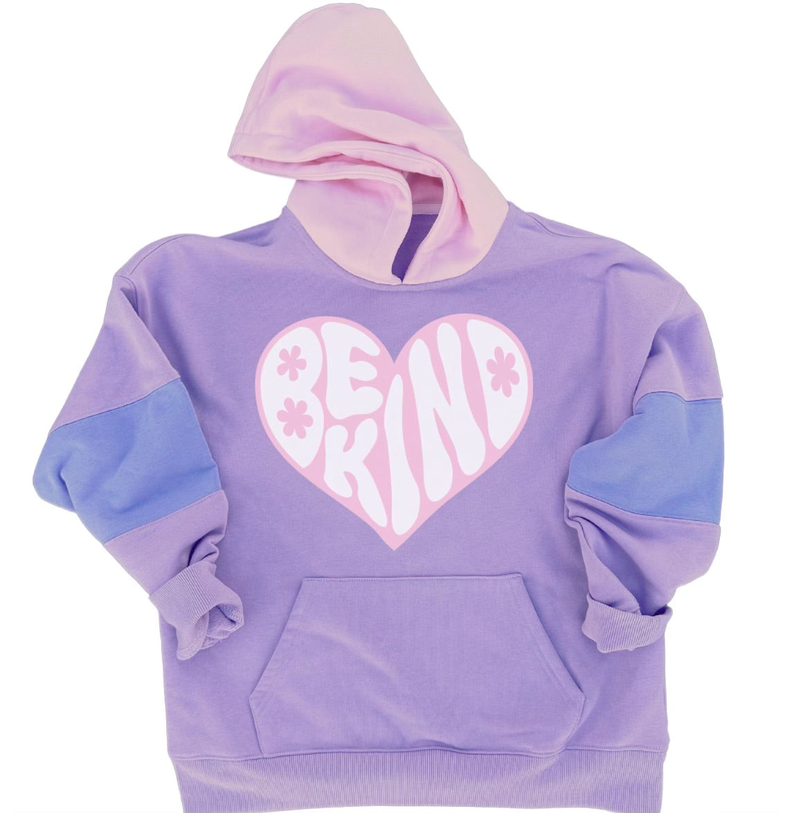 H&H Kids color block heart be kind hoodie sweatshirt