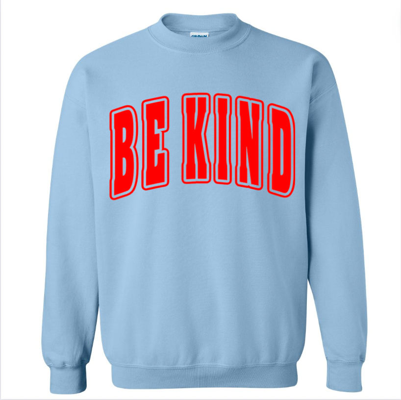 AA - Adult Red Bold Puff Carolina Blue Crewneck