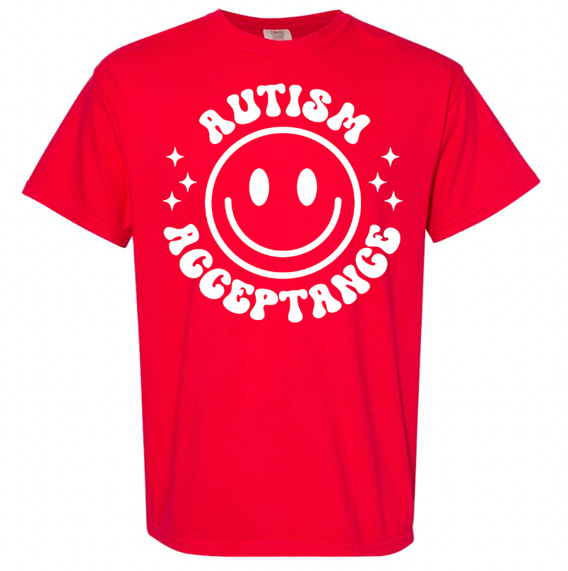 AA - Kids Autism Acceptance Smiley Red T-Shirt