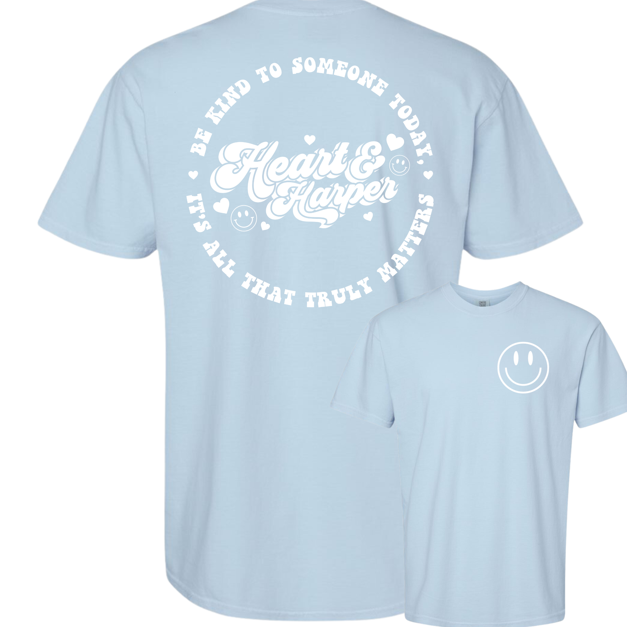 H&H Adult smiley be kind to someone today light blue t-shirt