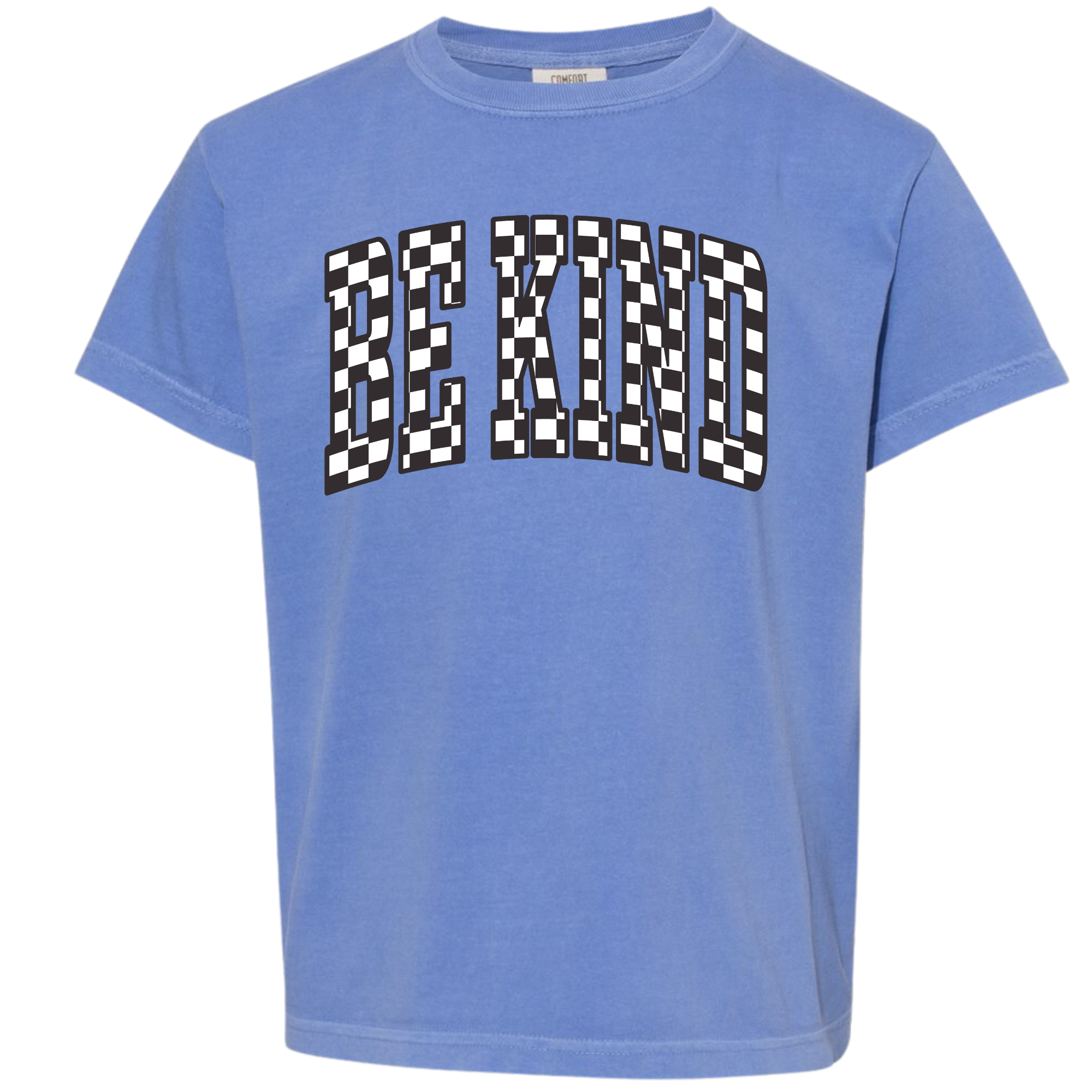 Be Kind Check Blue T-Shirt