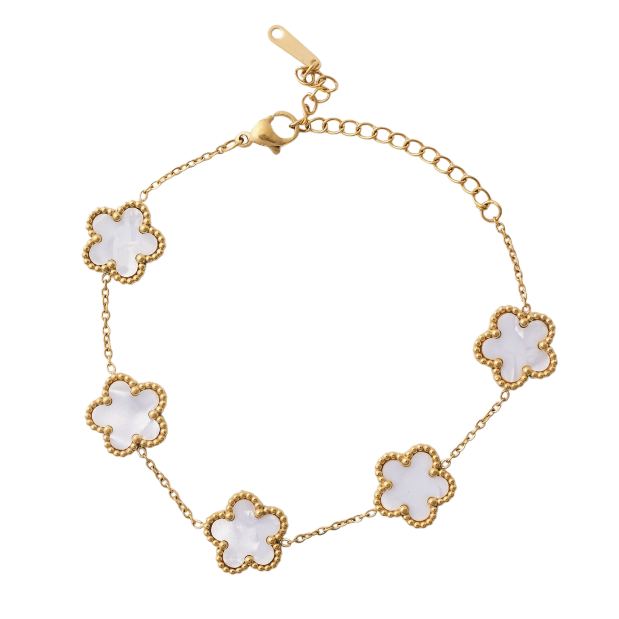 Floral and Gold Adjustable Bracelet