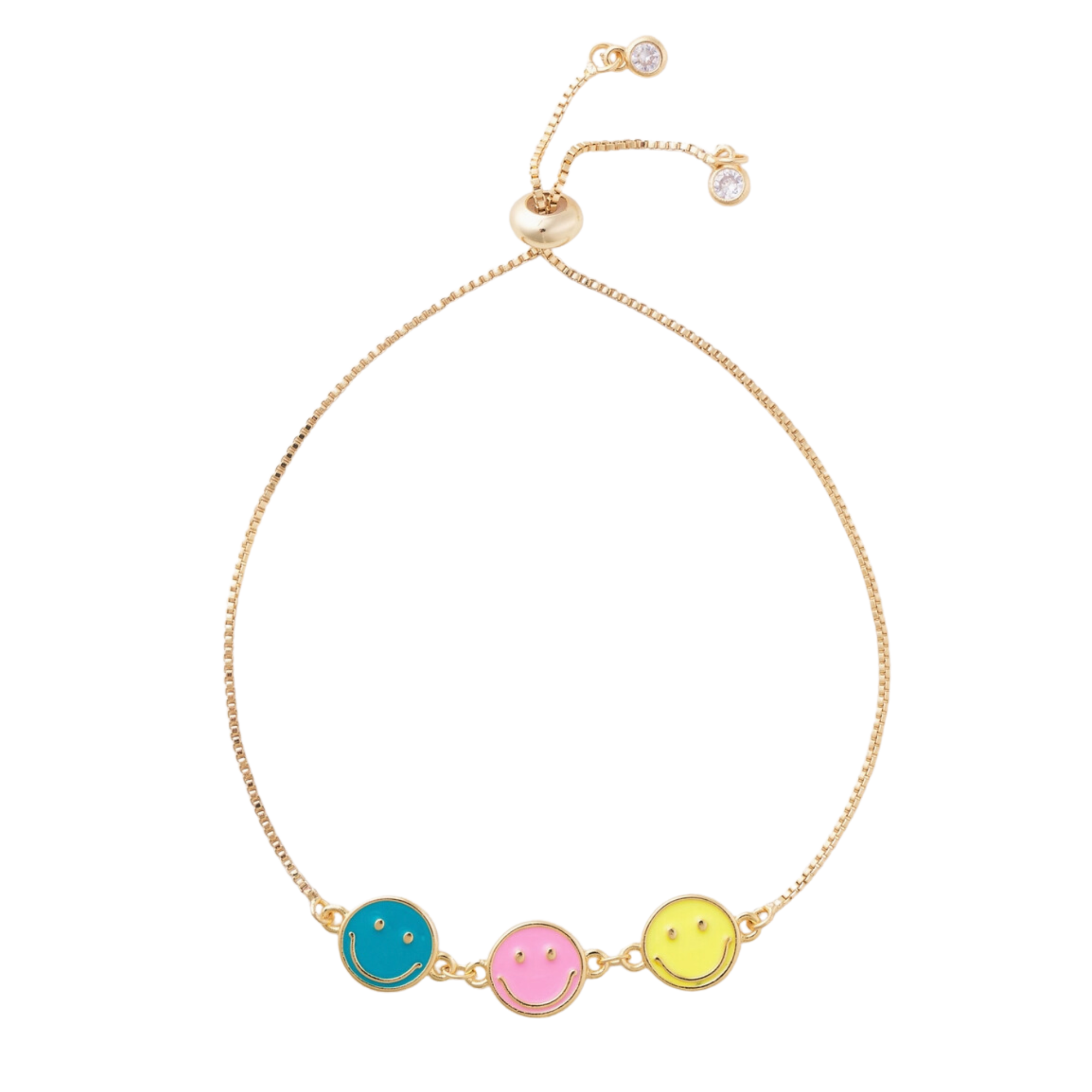 Multi Color Smiley Adjustable Bracelet